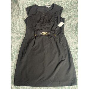 Calvin Klein Women's Dress Size 14‎ Black w/ Belt, Back Zipper Sleeveless